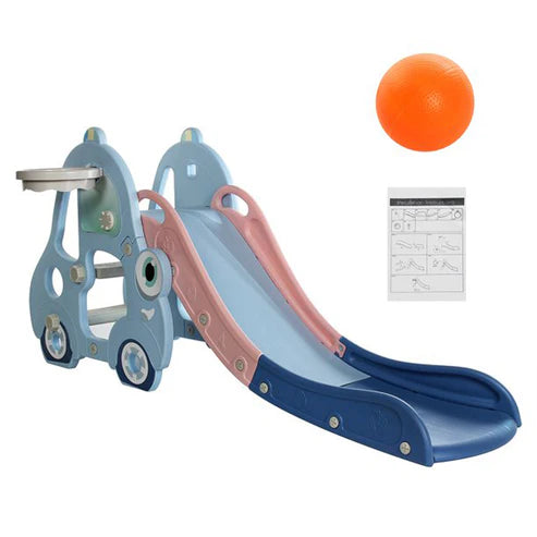 Indoor Slide for Kids with Basketball Ring – Sky Blue