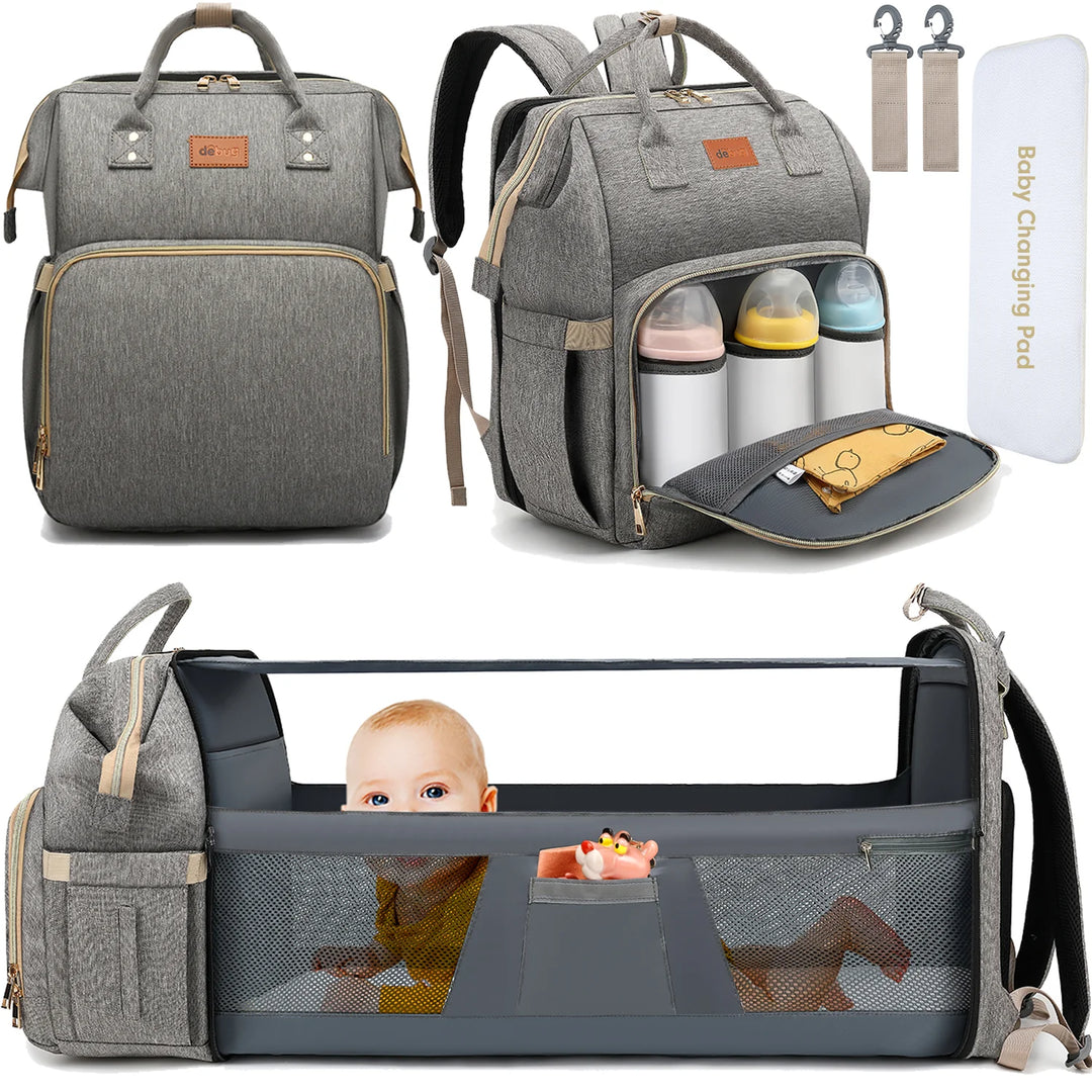 Waterproof Unisex Diaper Backpack – Multi-Pocket Baby Bag for Moms & Dads