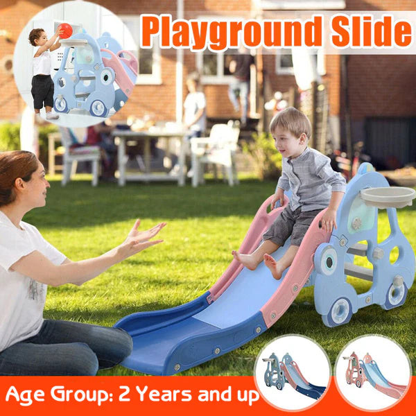 Indoor Slide for Kids with Basketball Ring – Sky Blue