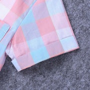 Bow Applique Check Print Onesie with Half Pants & Suspenders Set for Kids