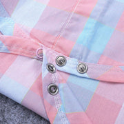 Bow Applique Check Print Onesie with Half Pants & Suspenders Set for Kids