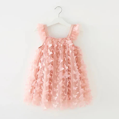 Baby Girl Butterfly Ruffled Sleeveless Party Dress
