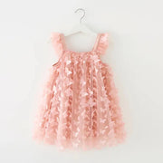 Baby Girl Butterfly Ruffled Sleeveless Party Dress