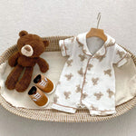 Load image into Gallery viewer, Kids Printed Half Rompers – Panda, Teddy Bear &amp; Black Dot Designs