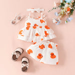 Load image into Gallery viewer, Baby Girl Floral-Style Sleeveless Co-Ord Set with Flare &amp; Headband
