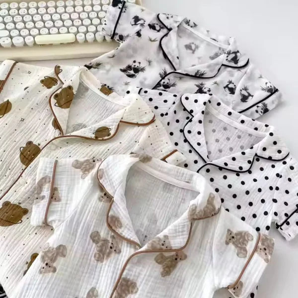 Kids Printed Half Rompers – Panda, Teddy Bear & Black Dot Designs