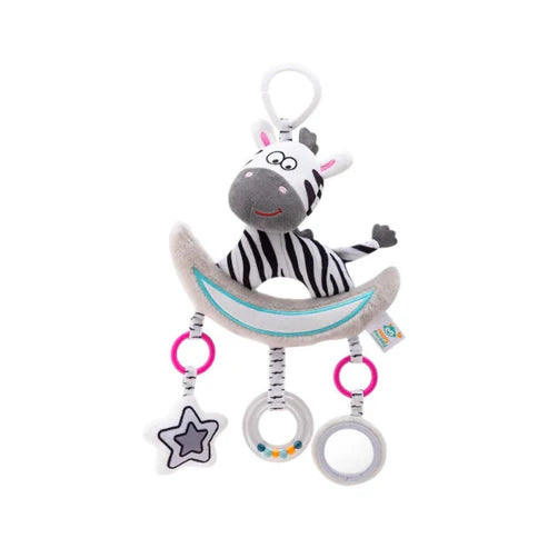 Snow Leopard & Zebra Hanging Soft Toy – Plush Baby Stroller Toy