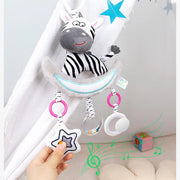 Snow Leopard & Zebra Hanging Soft Toy – Plush Baby Stroller Toy