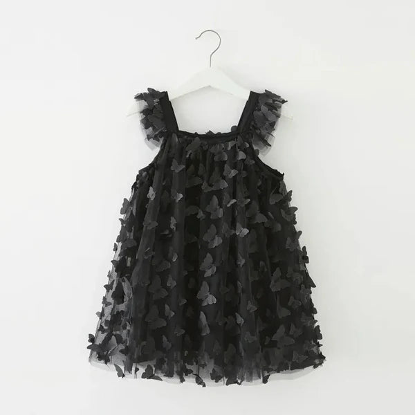 Baby Girl Butterfly Ruffled Sleeveless Party Dress