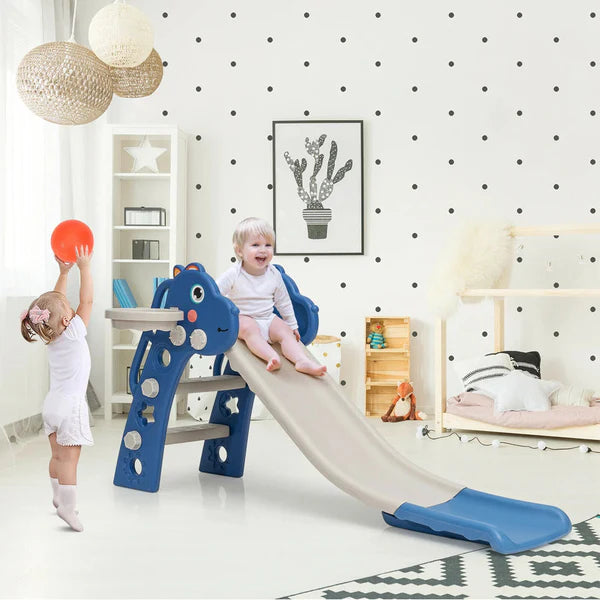 Indoor Slide for Kids with Basketball Ring – Pink | Safe Play Slide