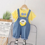 Load image into Gallery viewer, Baby T-Shirt &amp; Dungaree Overall Set – Cute Smile Design