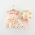 Load image into Gallery viewer, Baby Girl Sleeveless Floral Party Frock with Matching Hat – Festive Wear