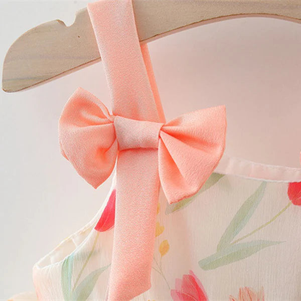 Baby Girl Sleeveless Floral Party Frock with Matching Hat – Festive Wear