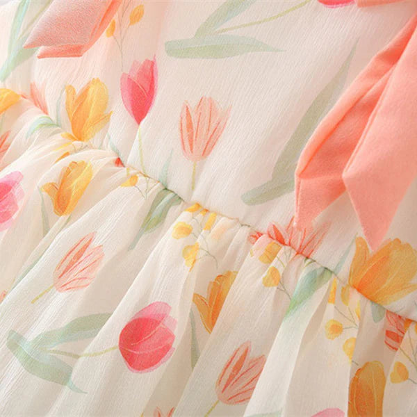 Baby Girl Sleeveless Floral Party Frock with Matching Hat – Festive Wear