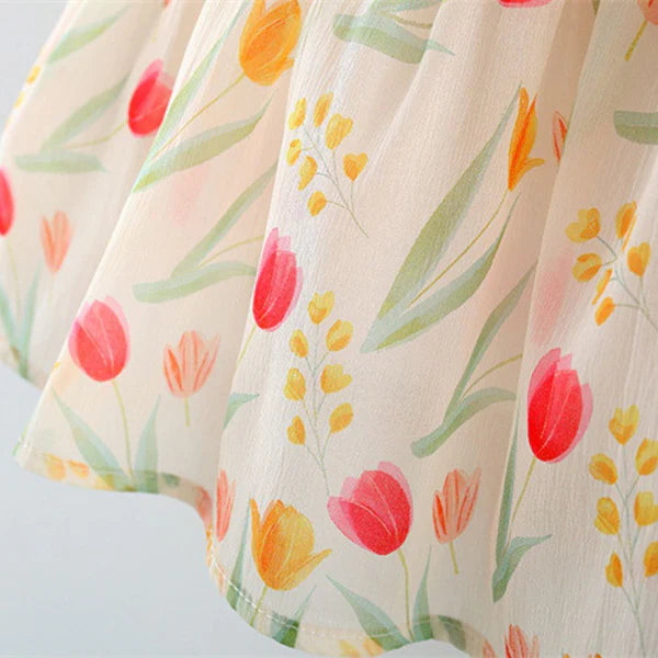 Baby Girl Sleeveless Floral Party Frock with Matching Hat – Festive Wear