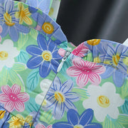 Baby Girl Ruffled Sleeveless Floral Dress with Large Bow – Casual Frock