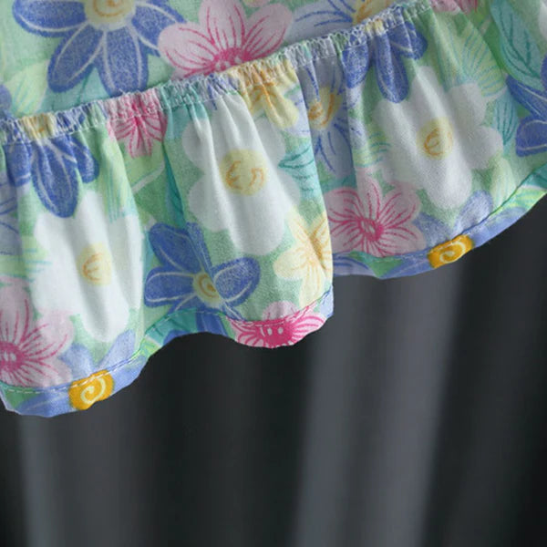 Baby Girl Ruffled Sleeveless Floral Dress with Large Bow – Casual Frock