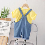 Load image into Gallery viewer, Baby T-Shirt &amp; Dungaree Overall Set – Cute Smile Design