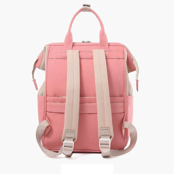 Stylish Pink Diaper Backpack for Moms – Waterproof Multi-Function Baby Travel Bag