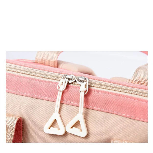 Stylish Pink Diaper Backpack for Moms – Waterproof Multi-Function Baby Travel Bag