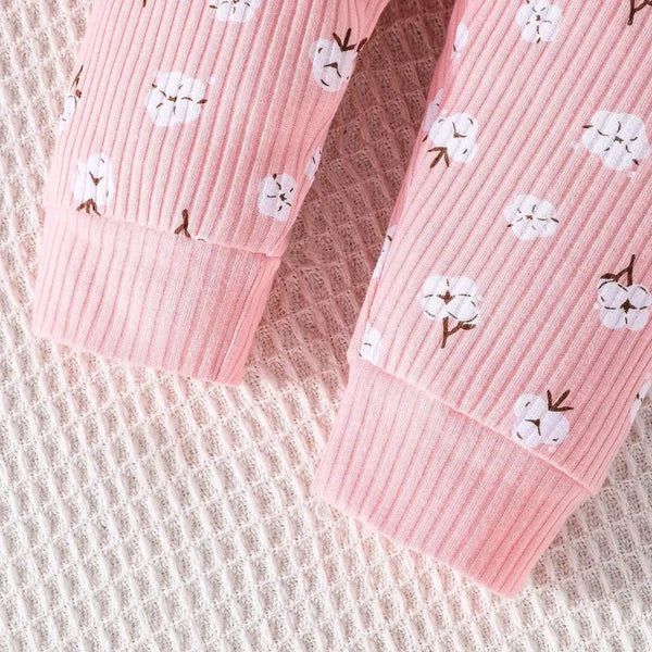 Girls Floral Print Full Sleeves Flare Co-Ord Outfit