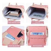 Stylish Pink Diaper Backpack for Moms – Waterproof Multi-Function Baby Travel Bag