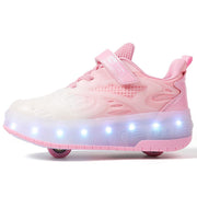 Autumn Collection Kids LED Roller Sneakers – Glowing Patent Leather Wheel Shoes for Boys & Girls