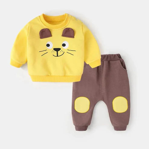 Kids Cute Cartoon Full-Sleeve Sweatshirt & Pant Winter Set