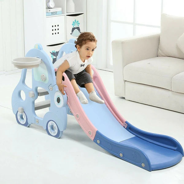 Indoor Slide for Kids with Basketball Ring – Sky Blue