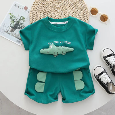 Kids Short Sleeve Crocodile T-Shirt & Shorts Set – Soft & Comfortable