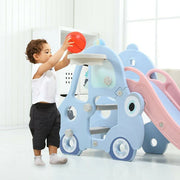 Indoor Slide for Kids with Basketball Ring – Sky Blue
