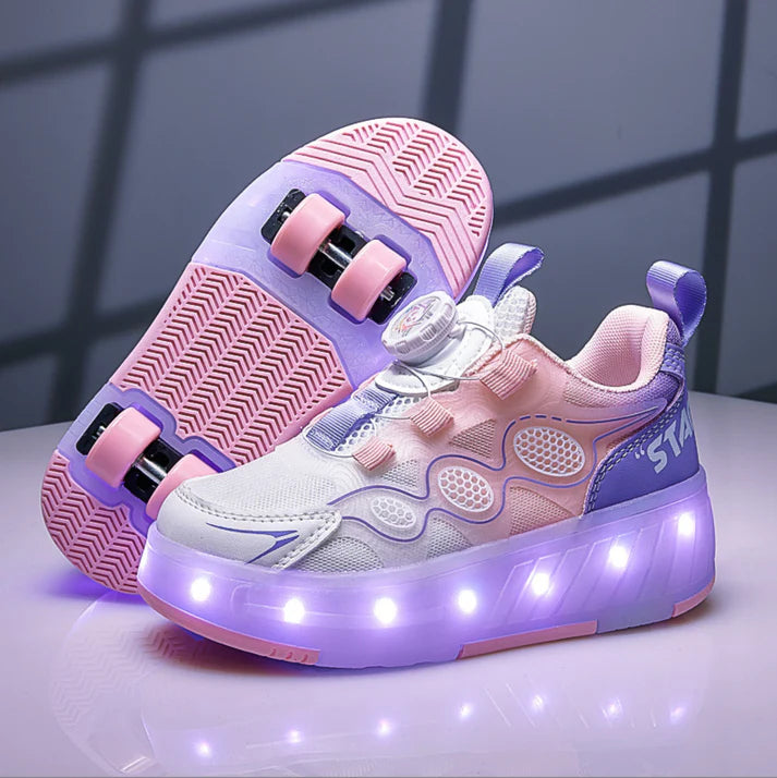 Kids LED Roller Skate Shoes with Wheels – Light-Up Rolling Sneakers for Girls