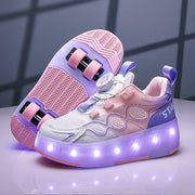 Kids LED Roller Skate Shoes with Wheels – Light-Up Rolling Sneakers for Girls